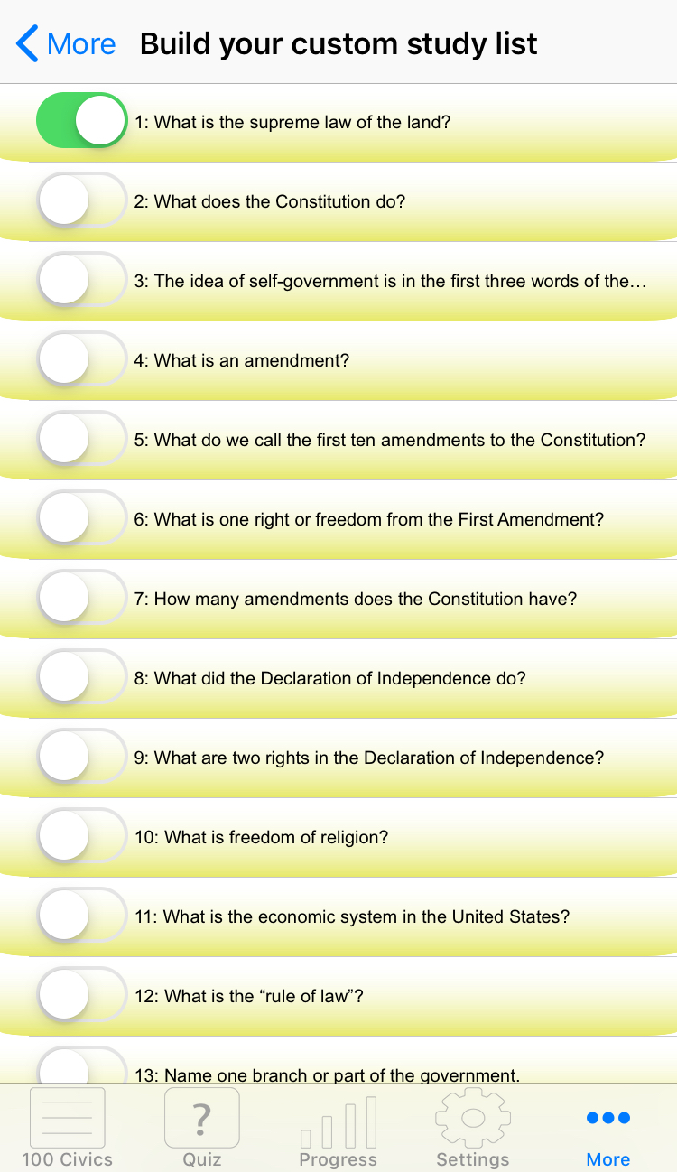 US Citizenship Prep progress